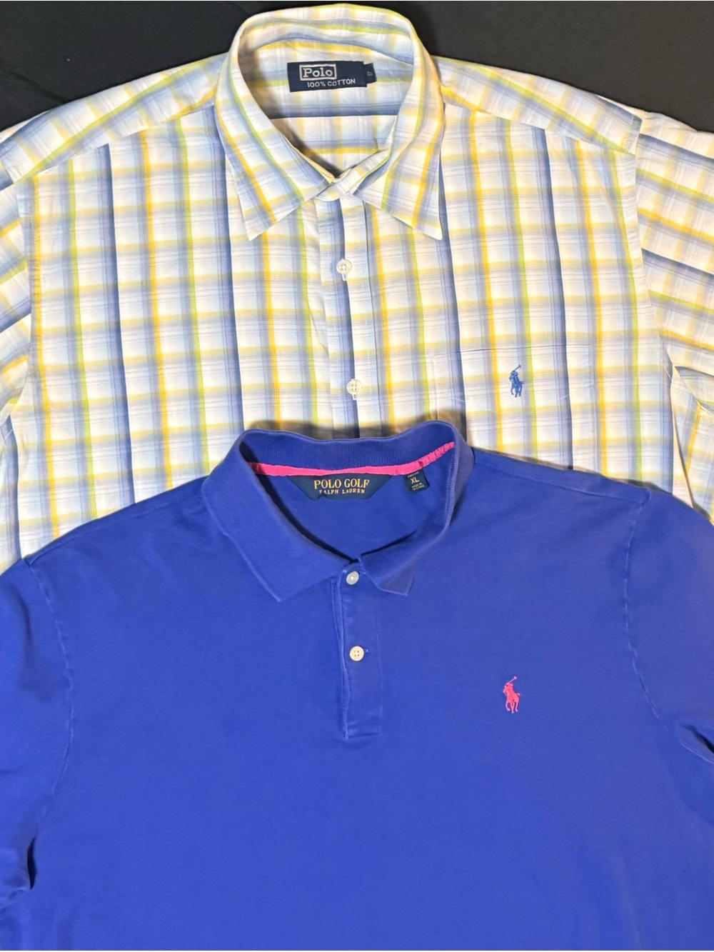 Ralph Lauren Polo Lot Of 2 Men’s XL Polo Golf And Button Up Short Sleeve Shirts